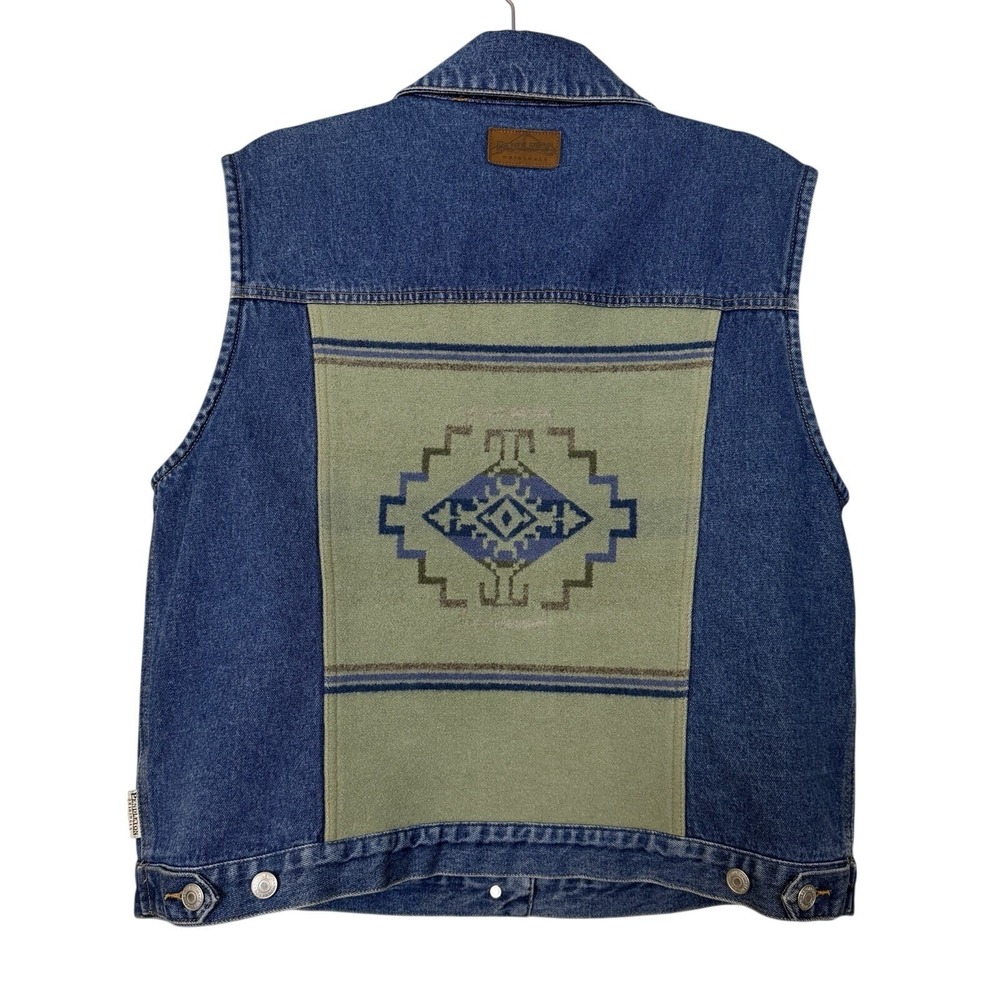 Pendleton Originals Denim & Wool Vest Women's Size XL Navajo Southwestern Boho